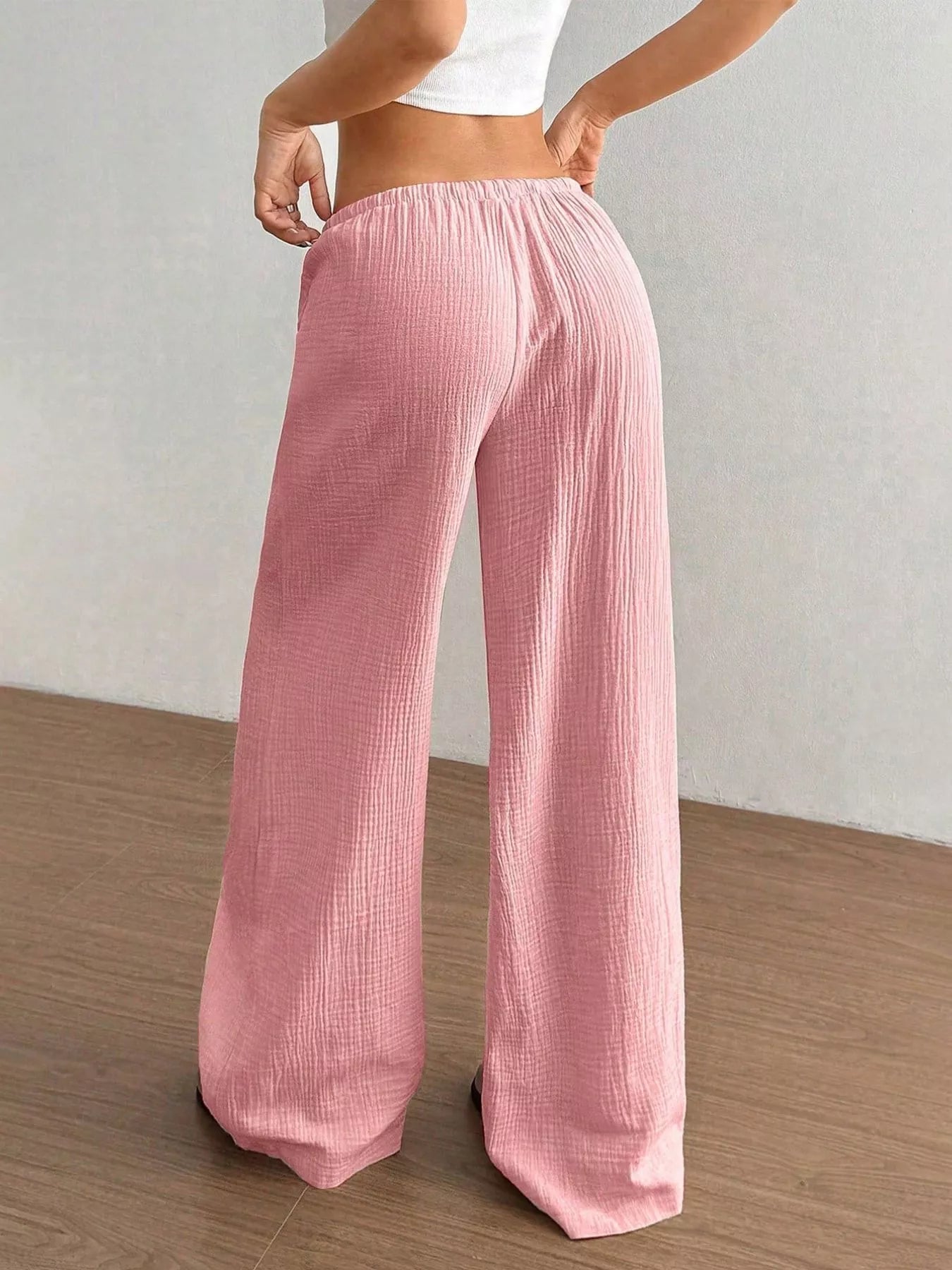 Wide-Leg Drawstring Pants