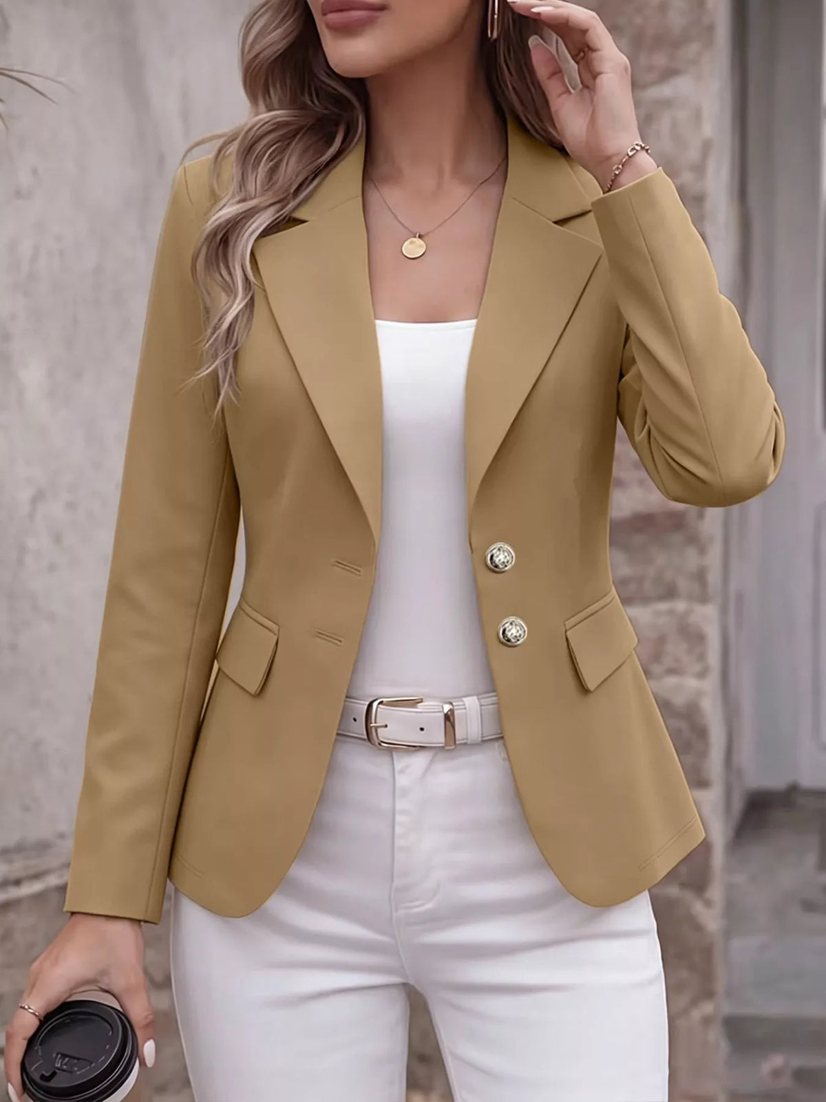 Full Size Lapel Collar Long Sleeve Blazer Plus Size