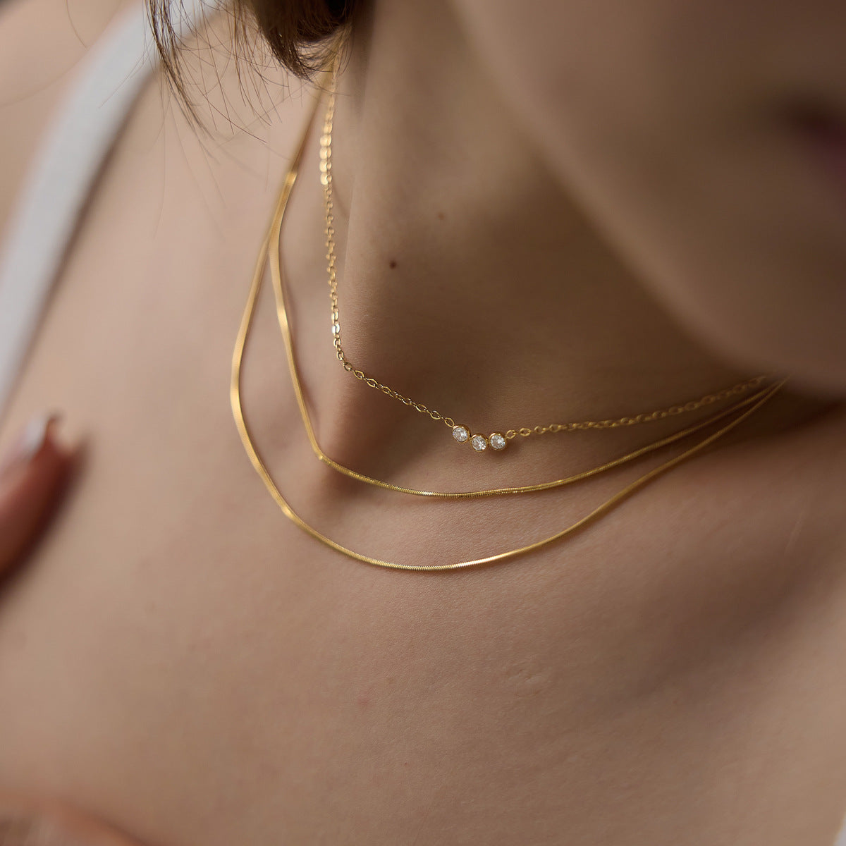 Double Layer Zircon Necklace Collection