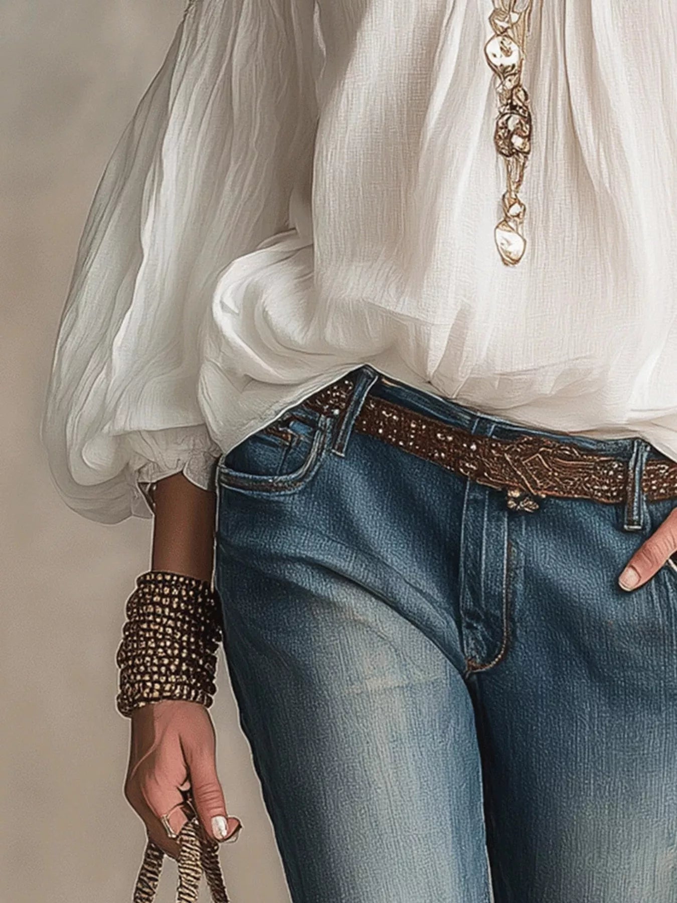 Cold Shoulder Balloon Sleeve Blouse
