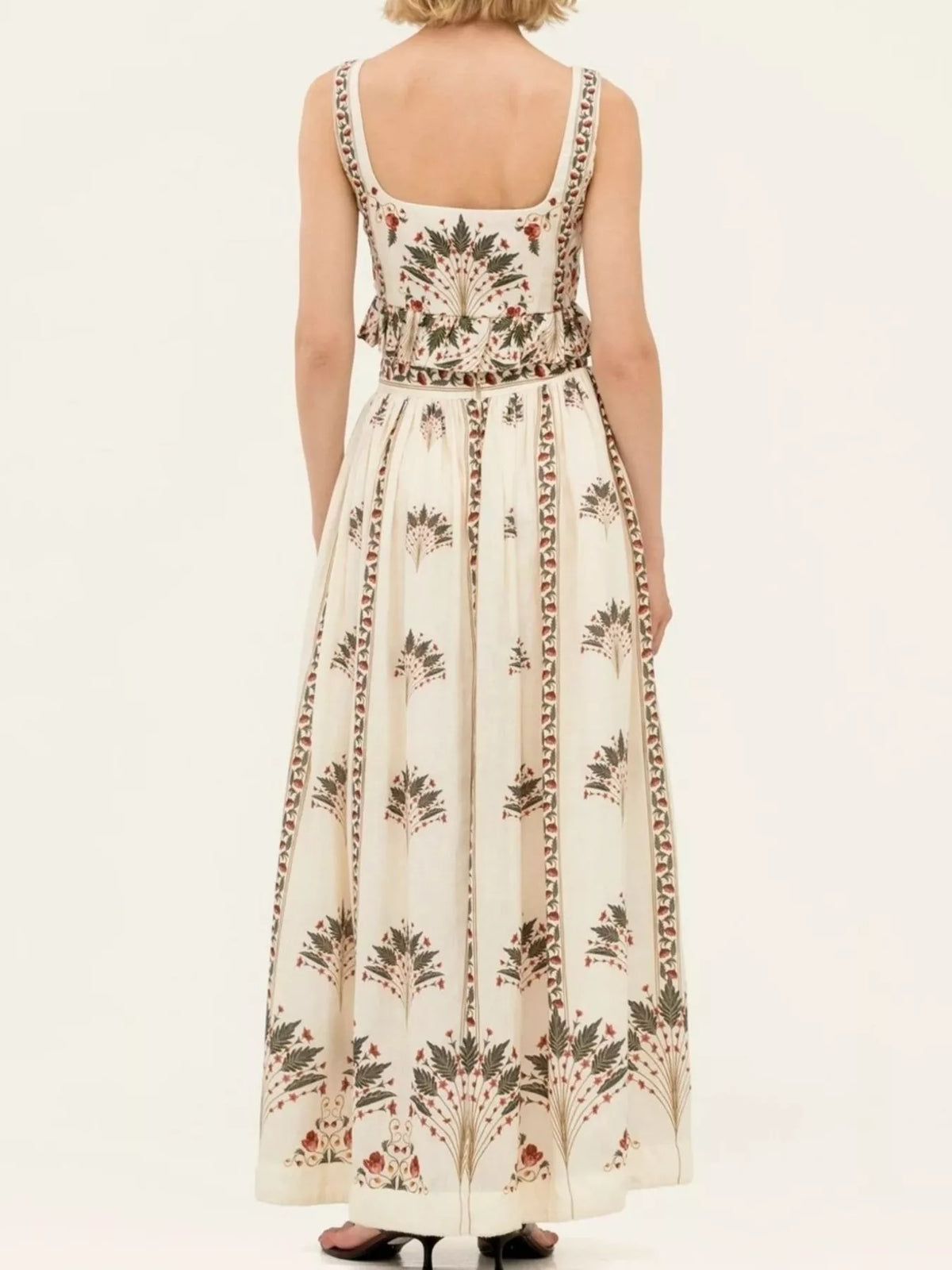 Floral Print Crop Top and Maxi Skirt Set