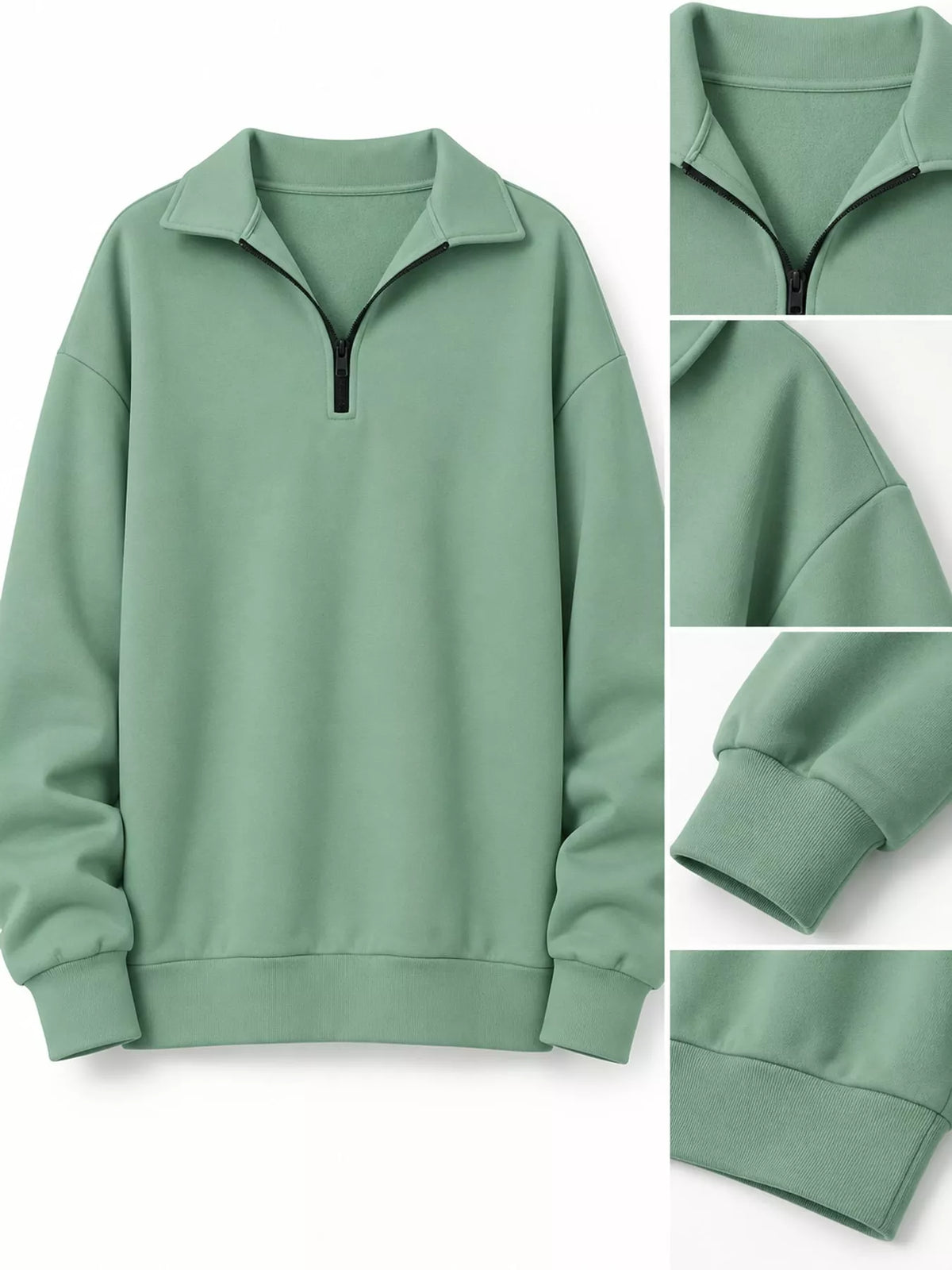 Full Size Quarter-Zip Dropped Shoulder Sweatshirt Plus Size