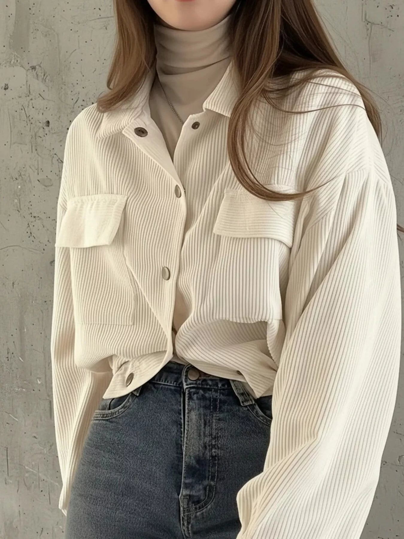 Corduroy Snap Down Cropped Jacket