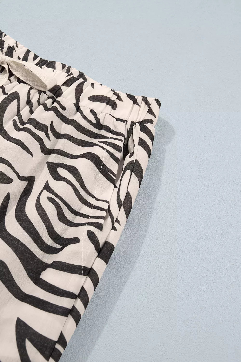 Multicolour Western Print Zebra Pattern Elastic Waist Pocket Pants