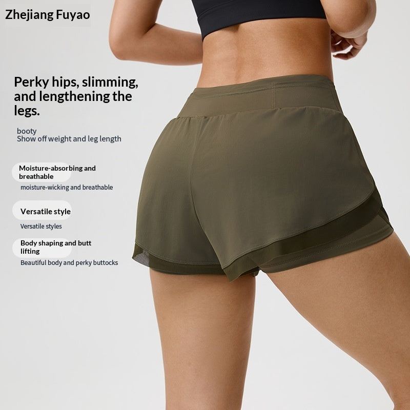 Fake Two-piece Yoga Shorts Womens Thin-style Athletic Fitness Shorts
