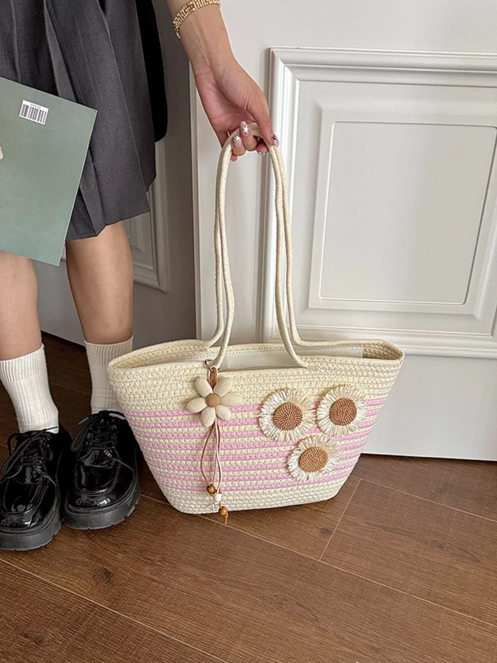Sunflower Straw Woven Shoulder Bag