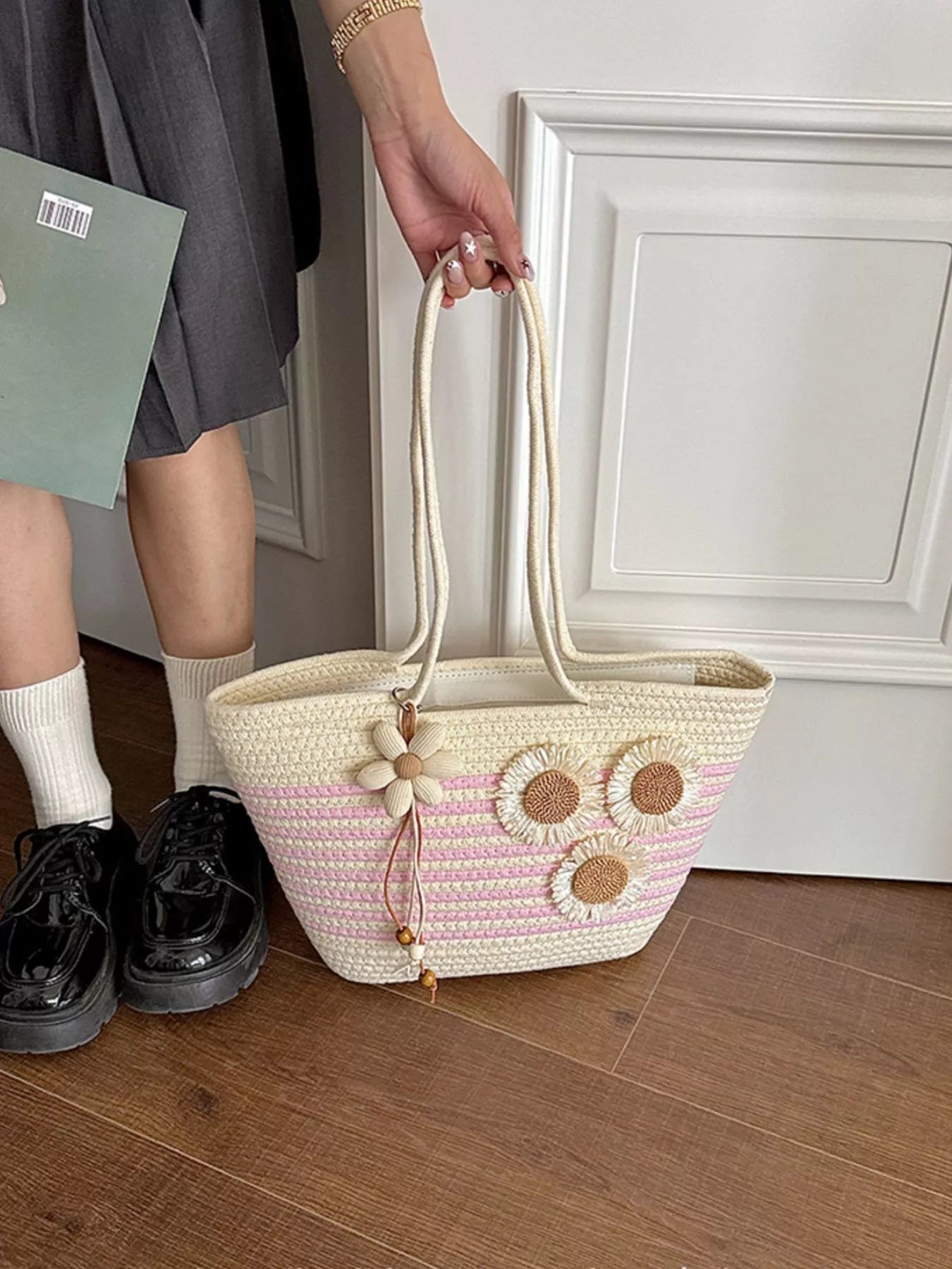 Sunflower Straw Woven Shoulder Bag