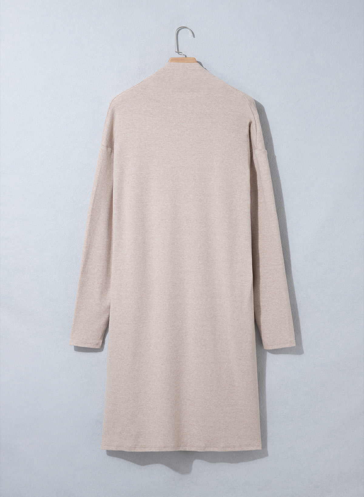 Parchment Solid Color Long Sleeve Casual Tunic Shift Cardigan
