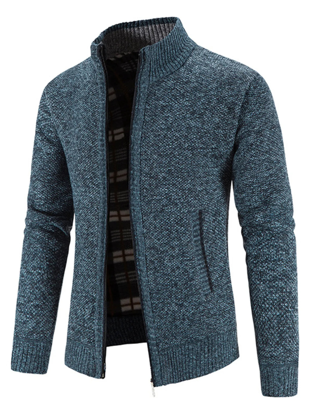 Men's Plus Size Zip-Up Sweater Cardigan with Stand Collar