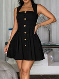 Decor Button Sleeveless Mini Dress