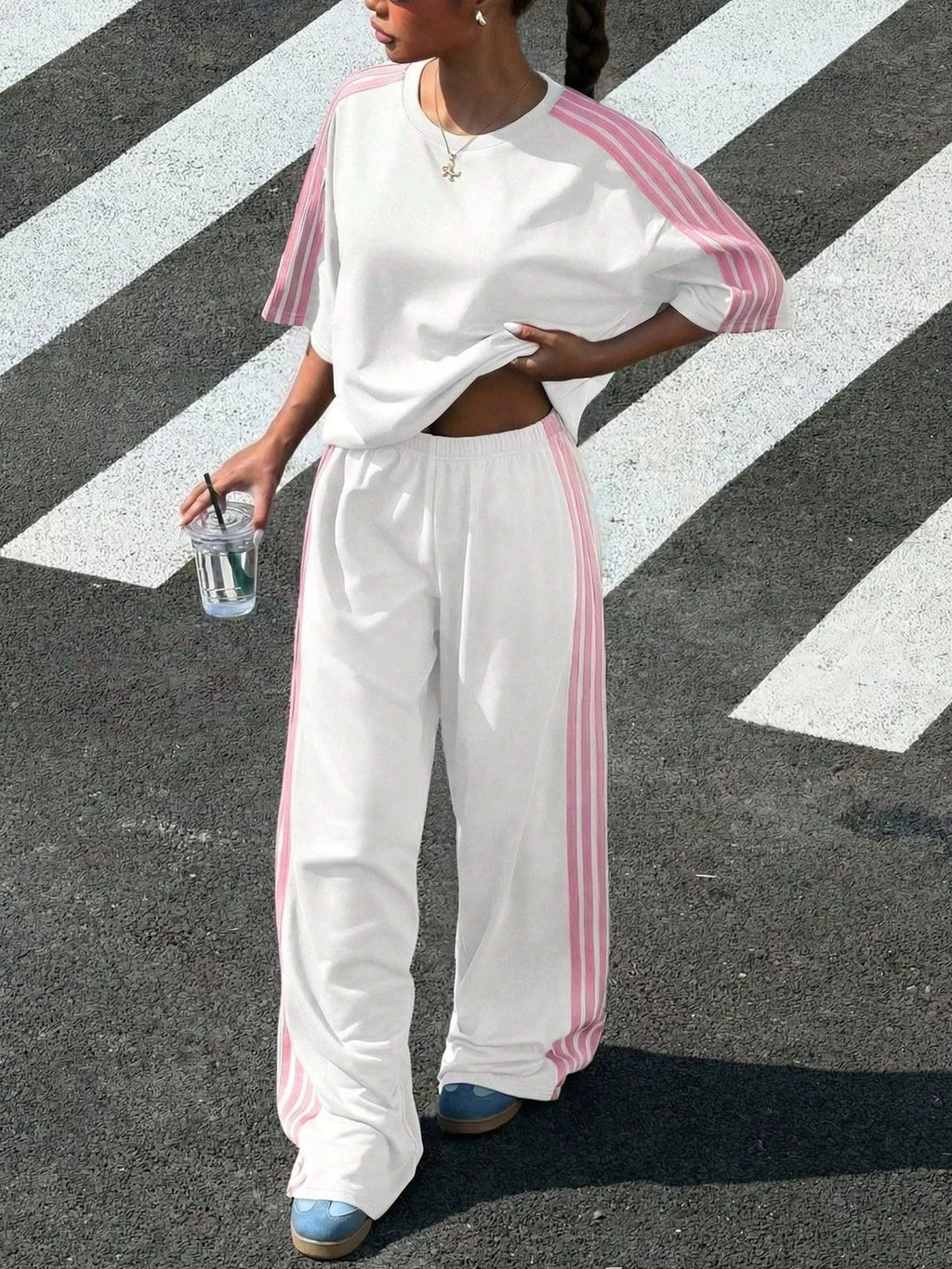 Striped Short Sleeve Top and Pants Set