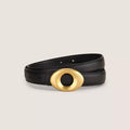 Oval Buckle Leather Belt