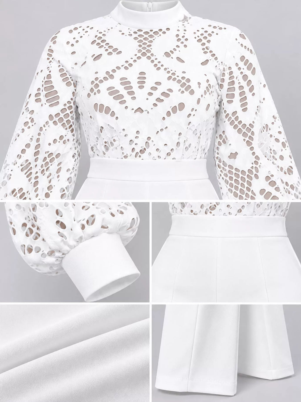 Full Size Lace Lantern Sleeve Flare Jumpsuit Plus Size