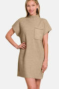 Short Sleeve Ribbed Sweater Mini Dress