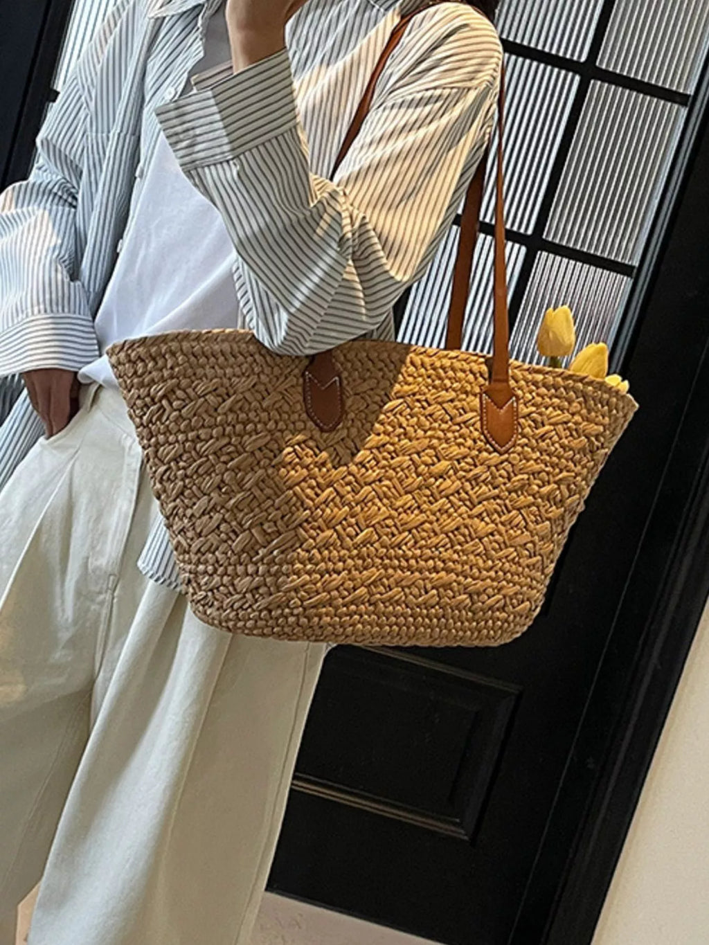 Woven Tote Shoulder Bag