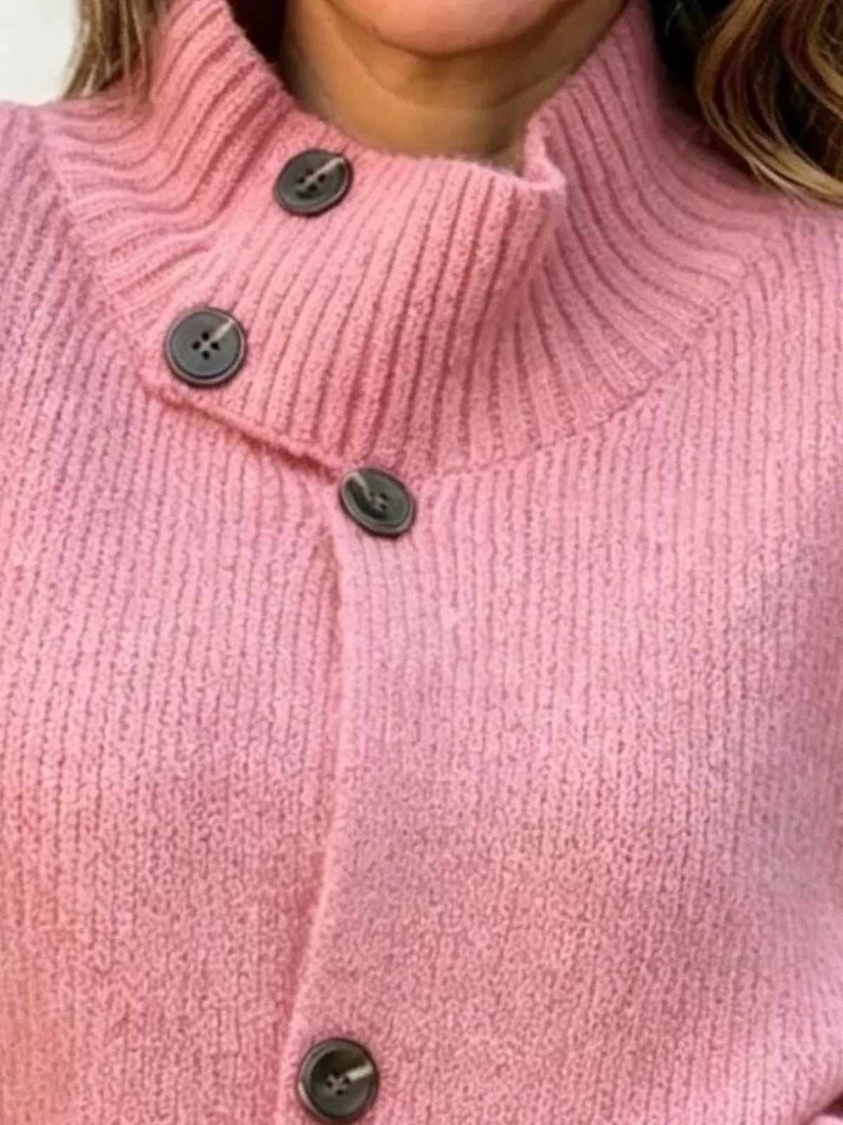 Full Size Button-Up Mock Neck Cardigan Plus Size