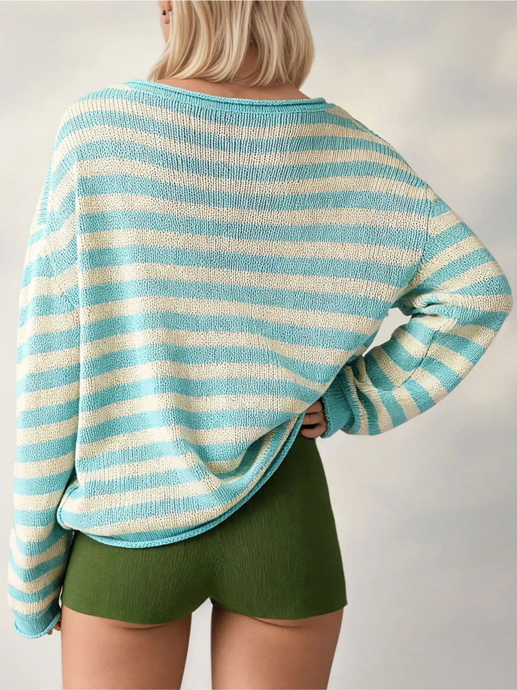 Casual Striped Boat Neck Sweater