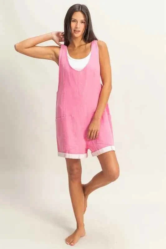 V-Neck Sleeveless Romper with Pockets