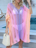 Rainbow Gradient Crochet Beach Cover-Up
