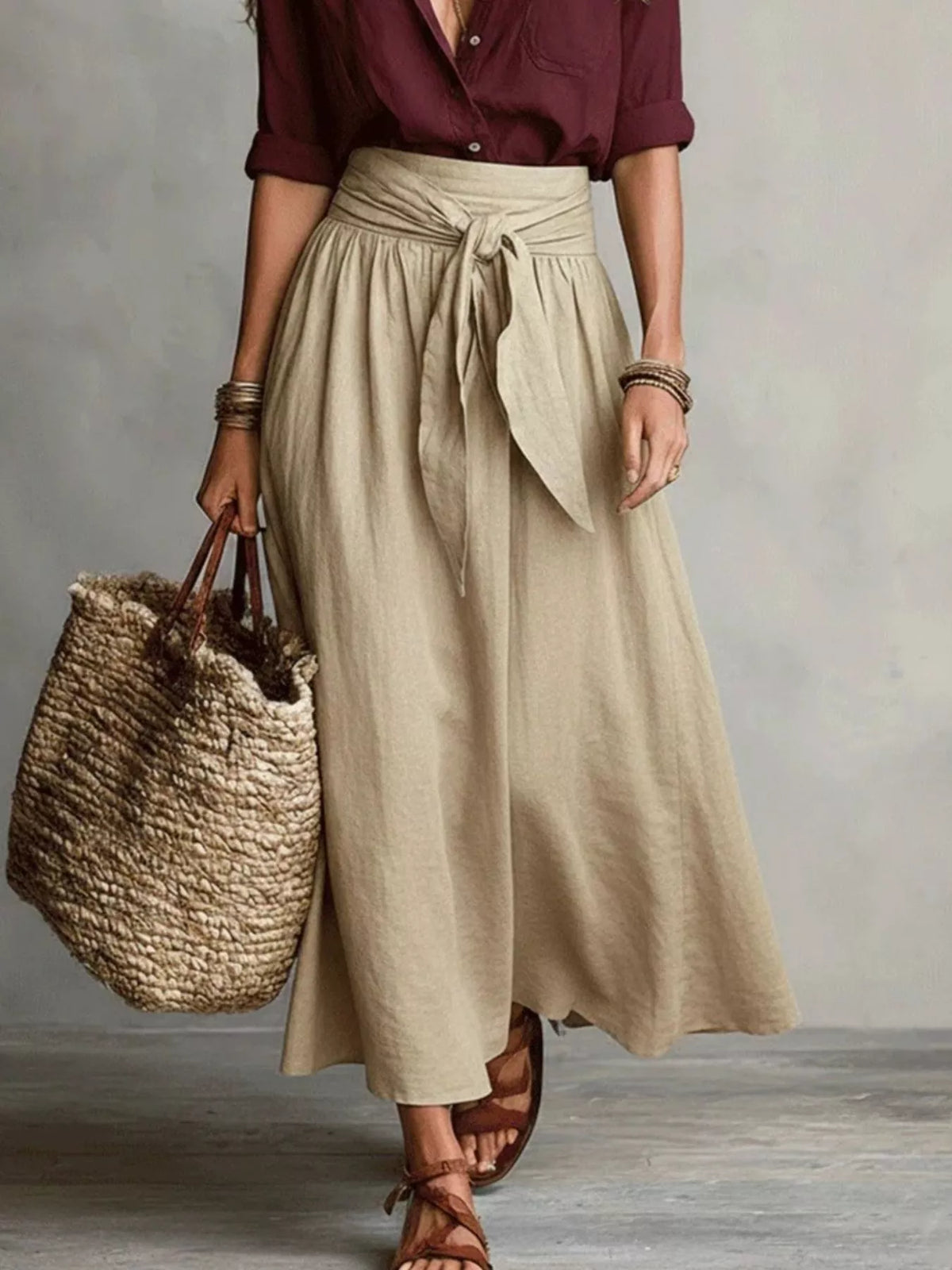 Full Size Button-Down Shirt and Skirt Set Plus Size