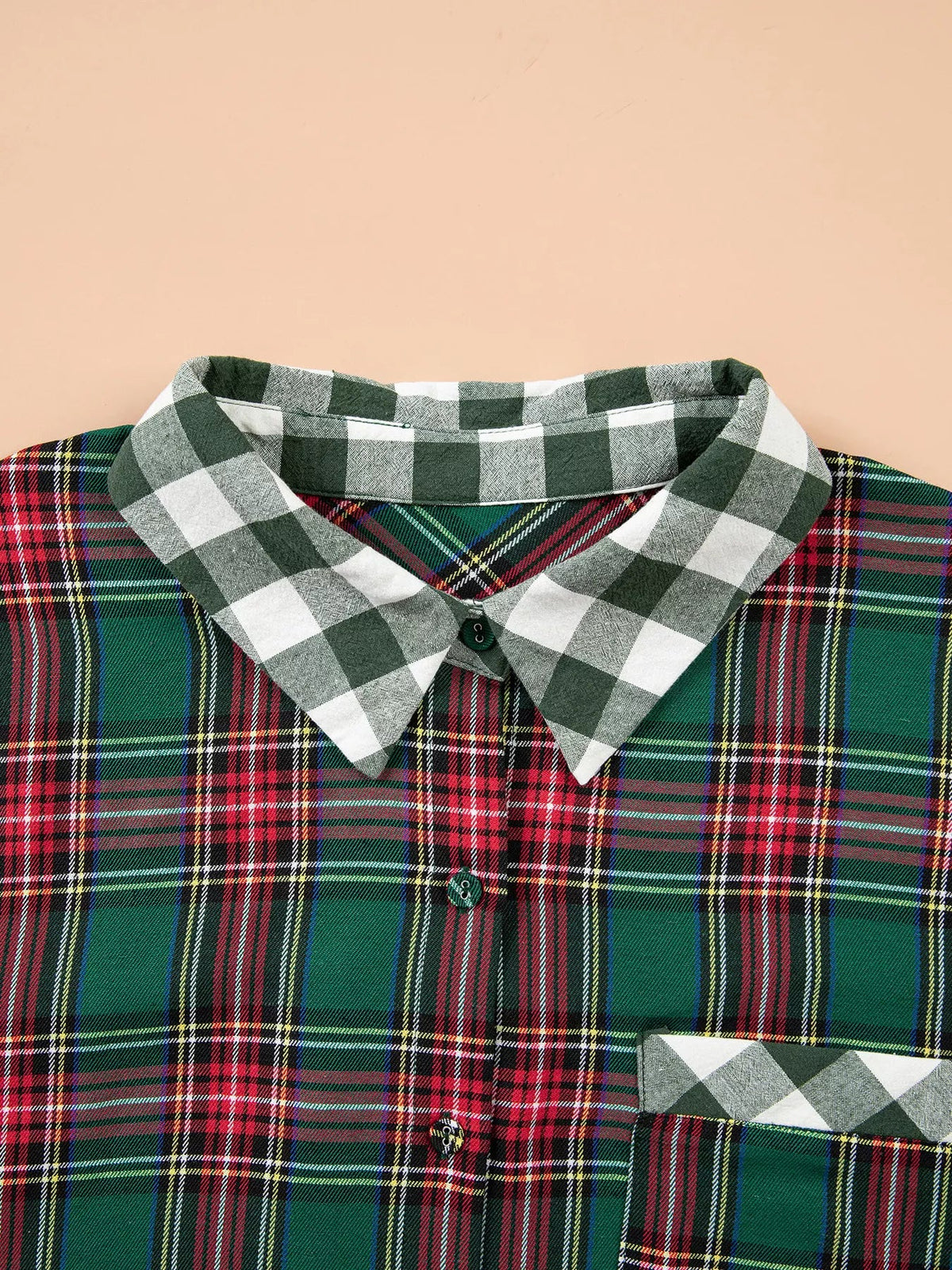 Plus Size Plaid Long Sleeve Shift Shirt