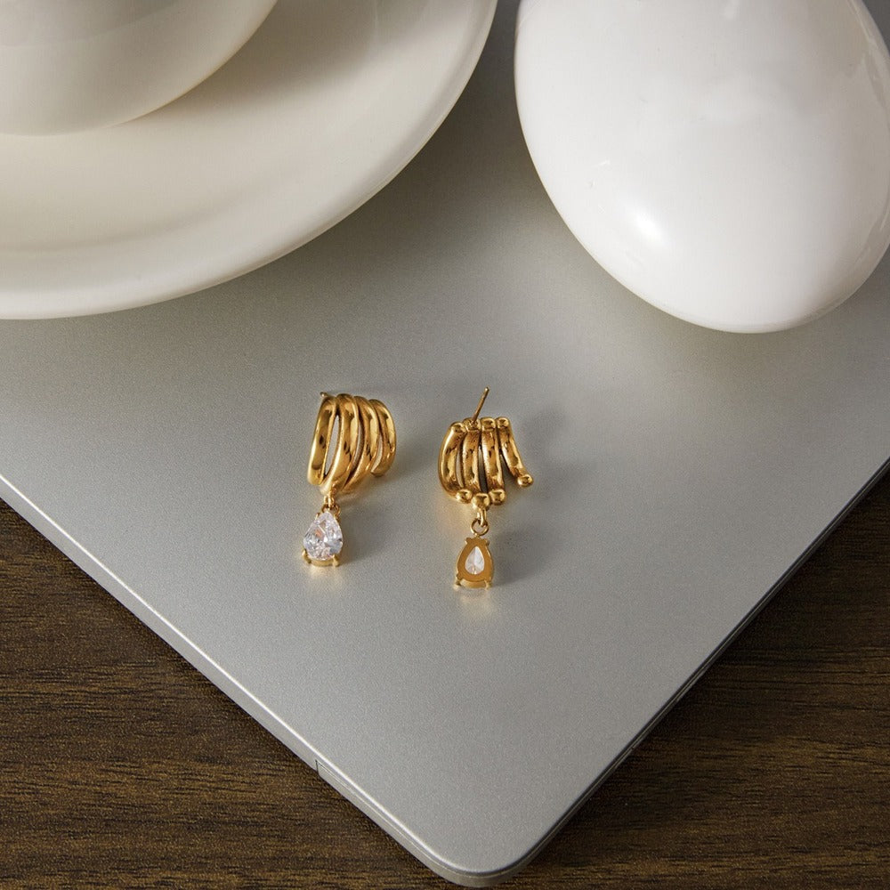 Teardrop Zircon Stud Earrings