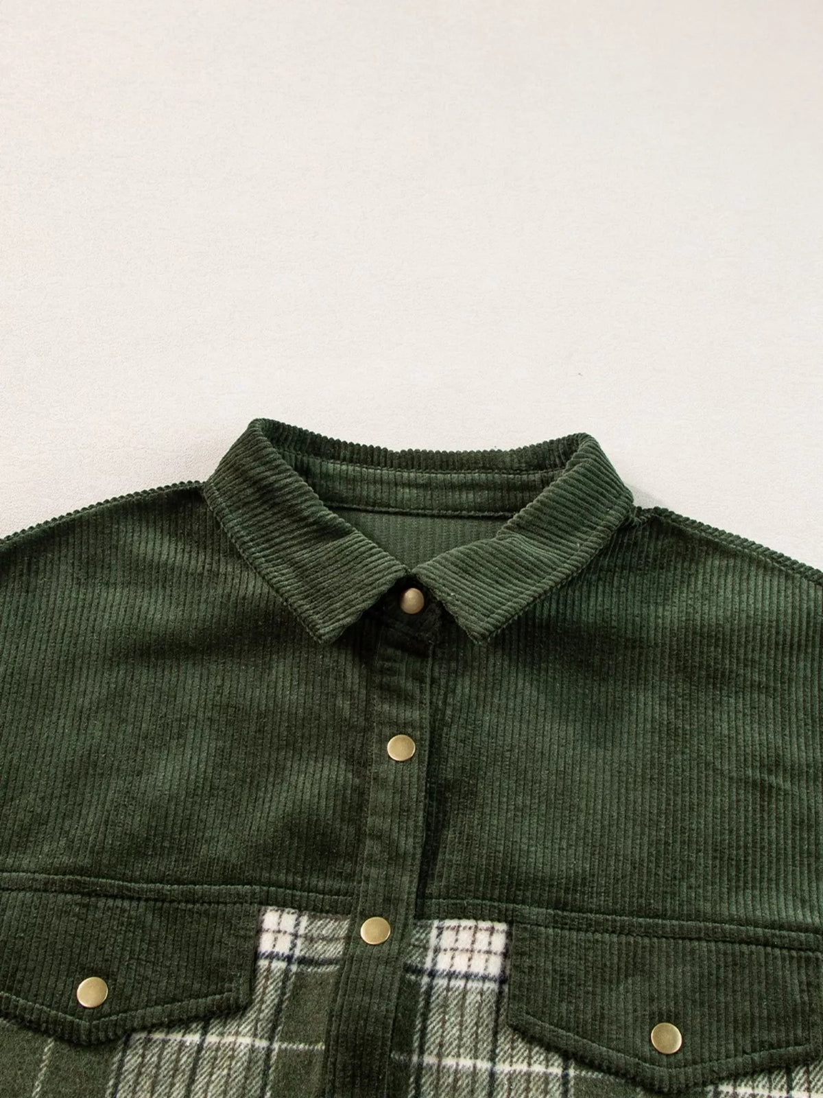 Plaid Button-Up Long Sleeve Shacket with Chest Pockets