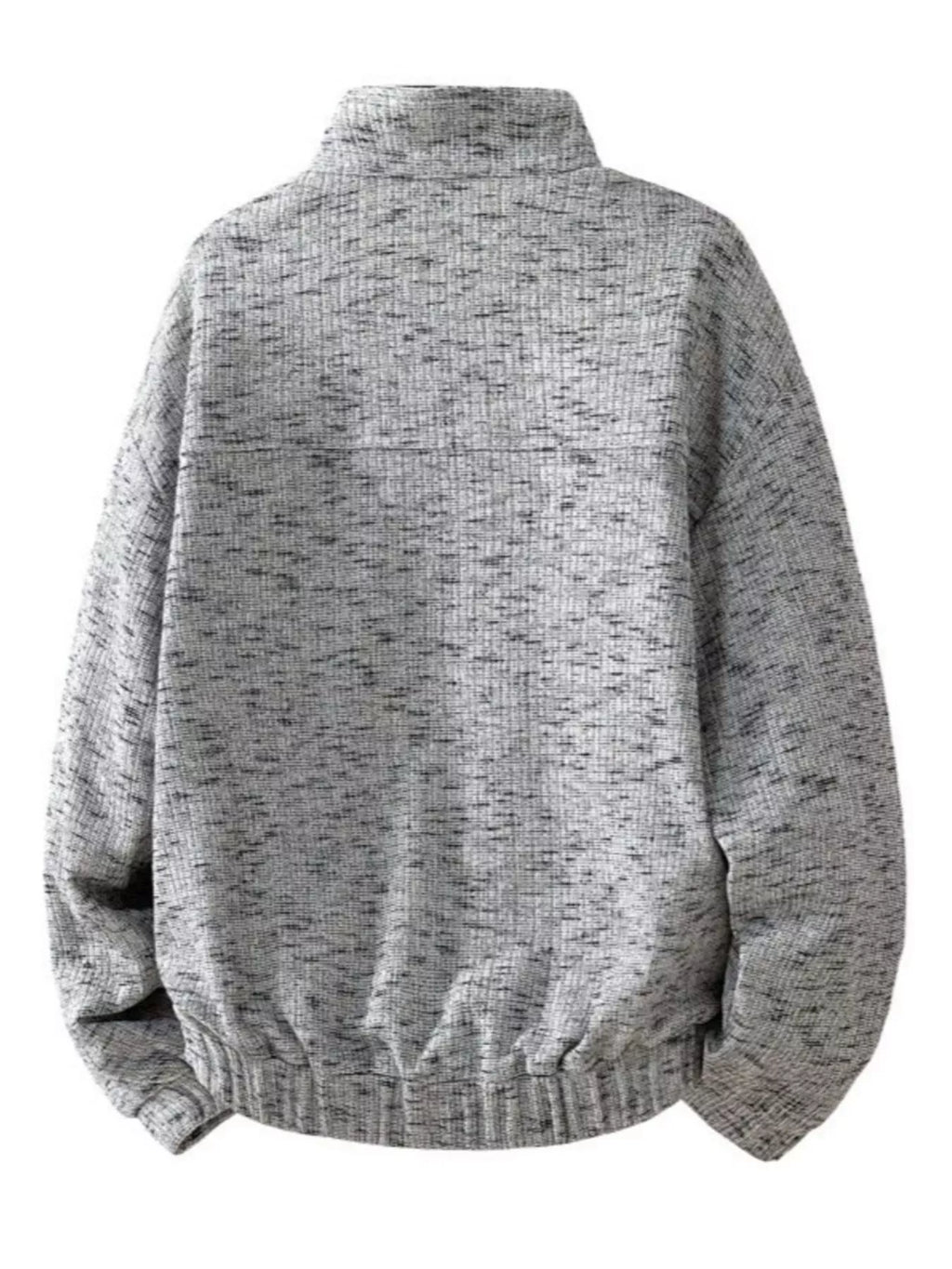 Men's Plus Size Stand Collar Textured Sweatshirt with Kangaroo Pocket