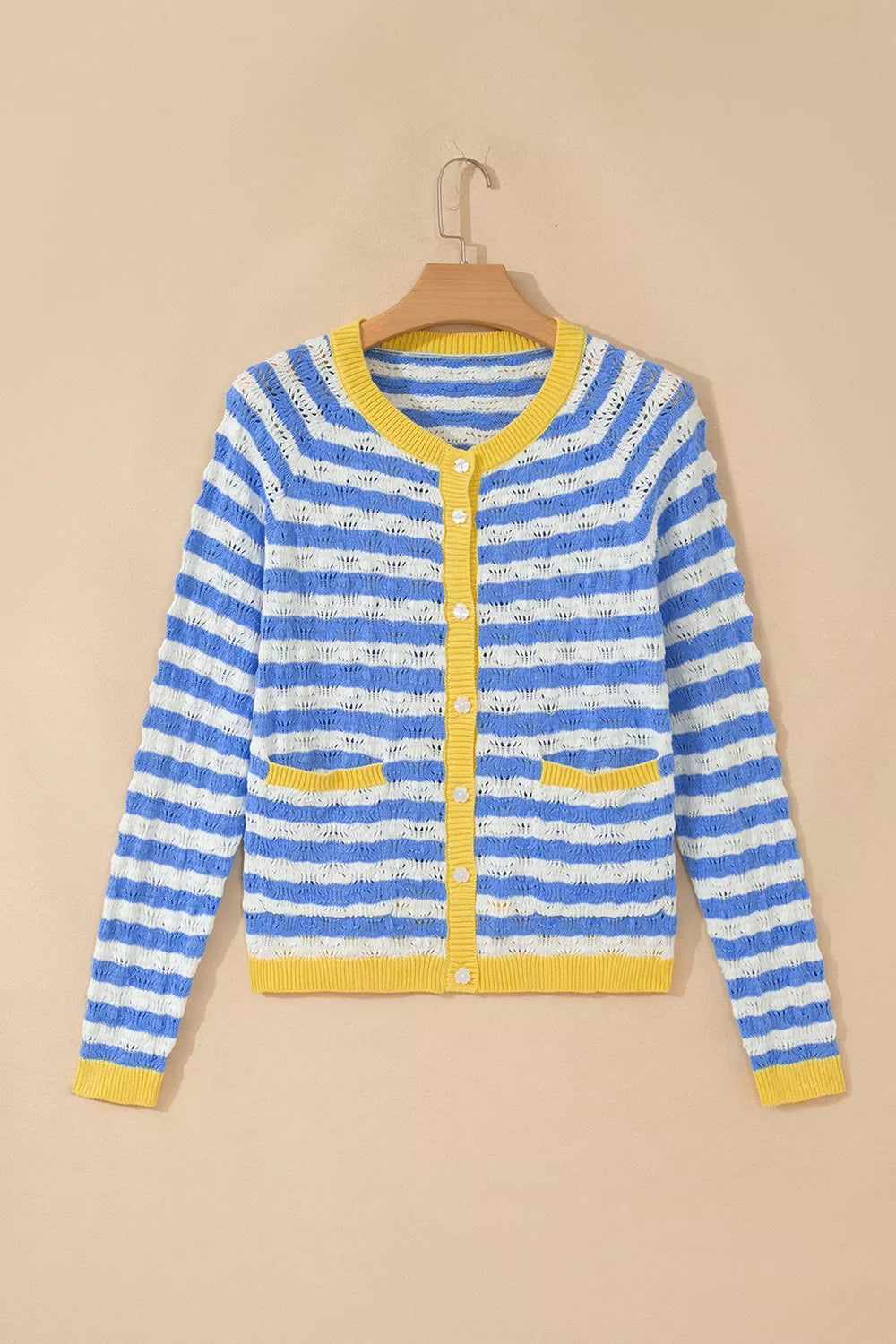 Striped Knit Button Up Cardigan