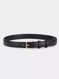 Classic Leather Belt with Golden Buckle