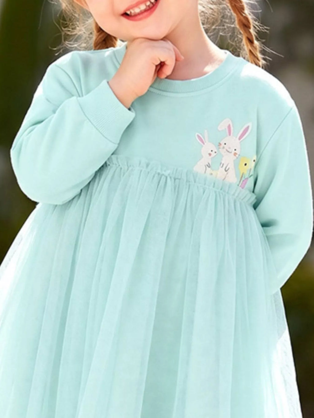 Children's Bunny Round Neck Tulle Dress