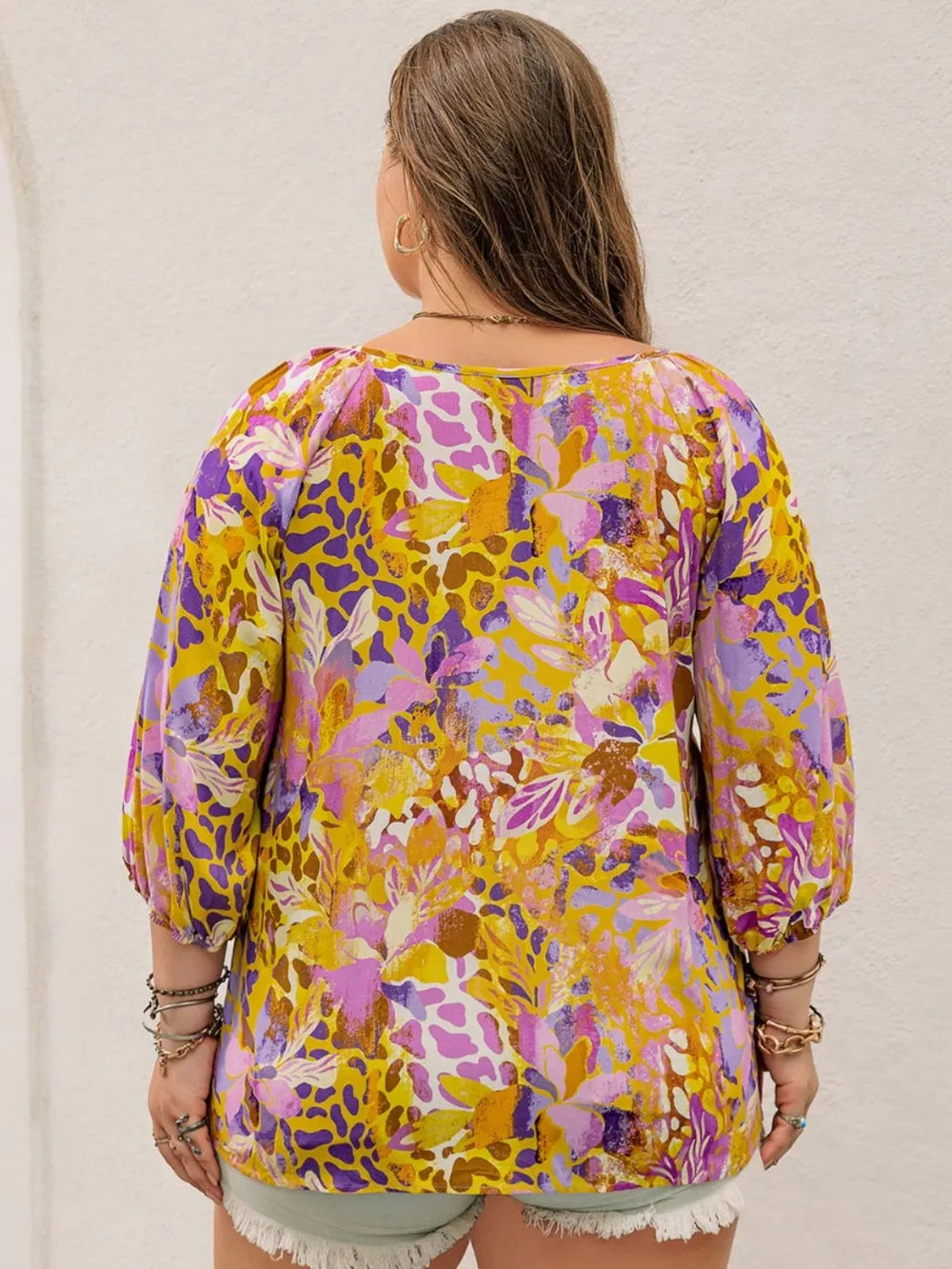 Printed Tie Neck Blouse