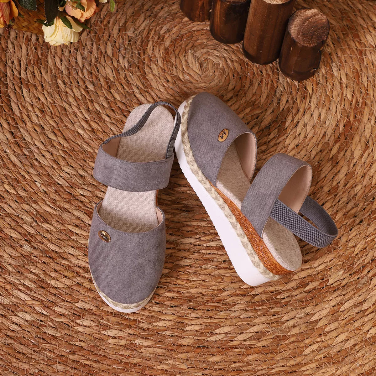 Espadrille Wedge Sandals with Ankle Strap