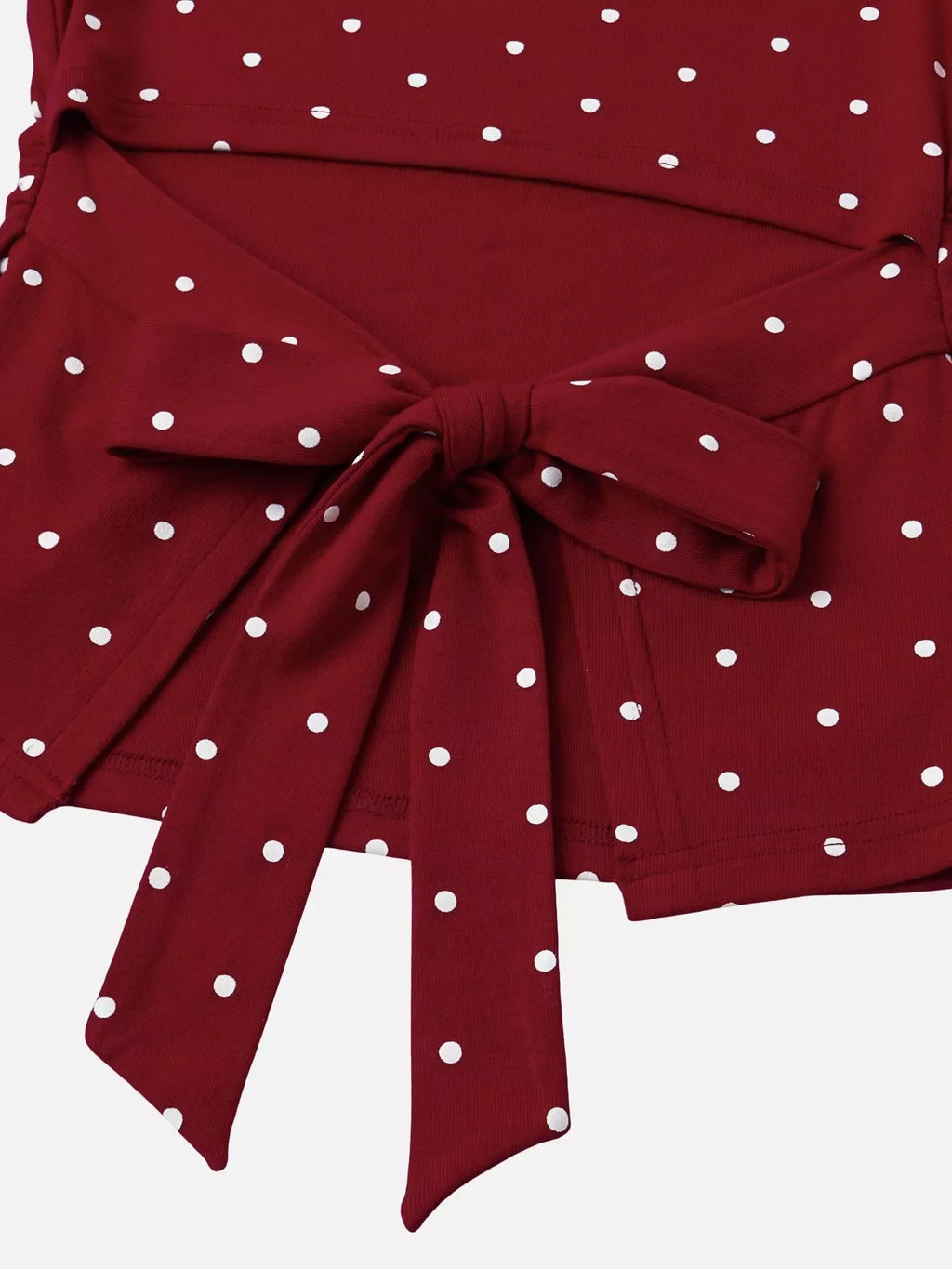 Long Sleeve Polka Dot Tie Back T-Shirt