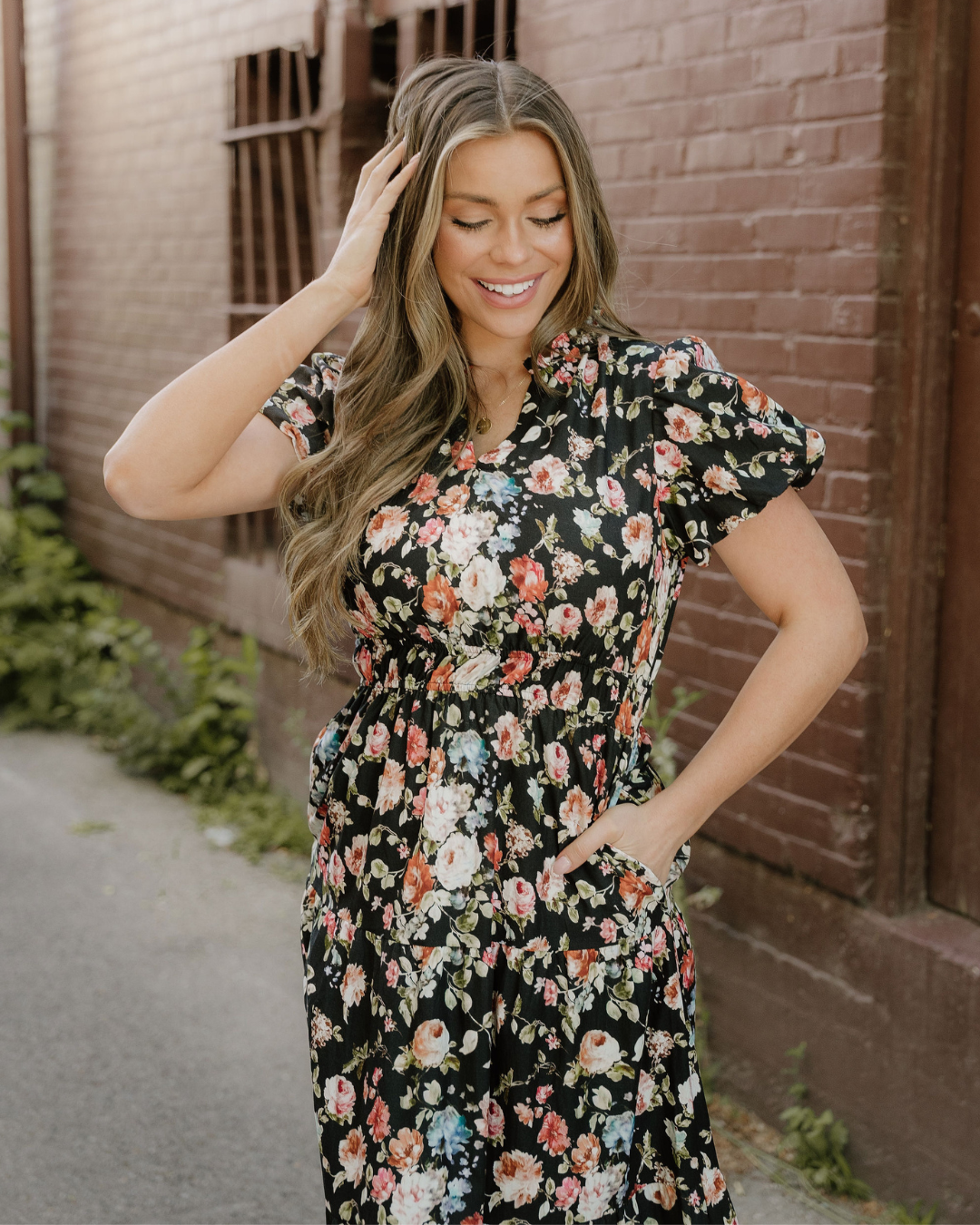 Calla V Neck Pleated Tiered Maxi Dress