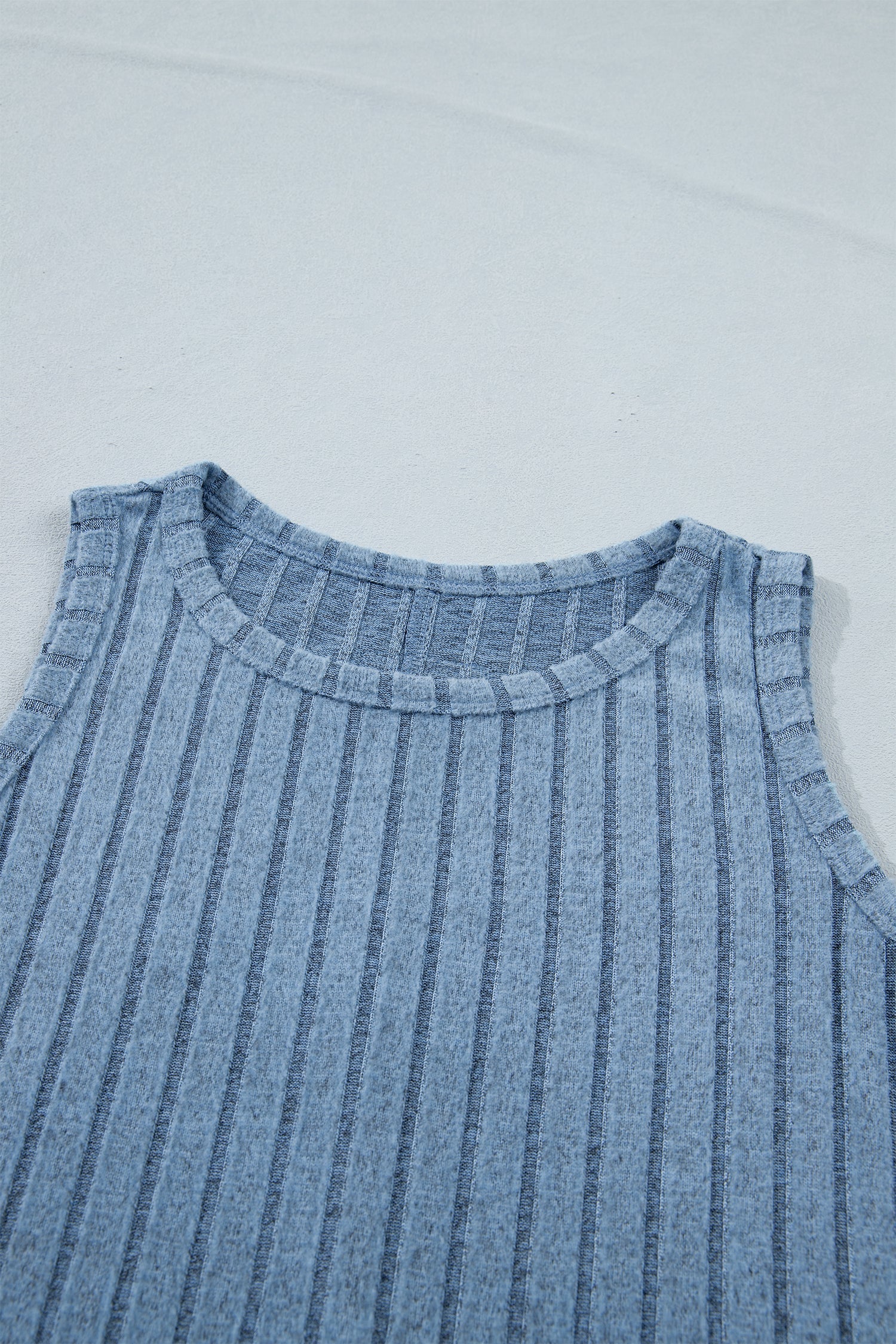 Sky Blue Slim Ribbed Mineral Wash Tank Top