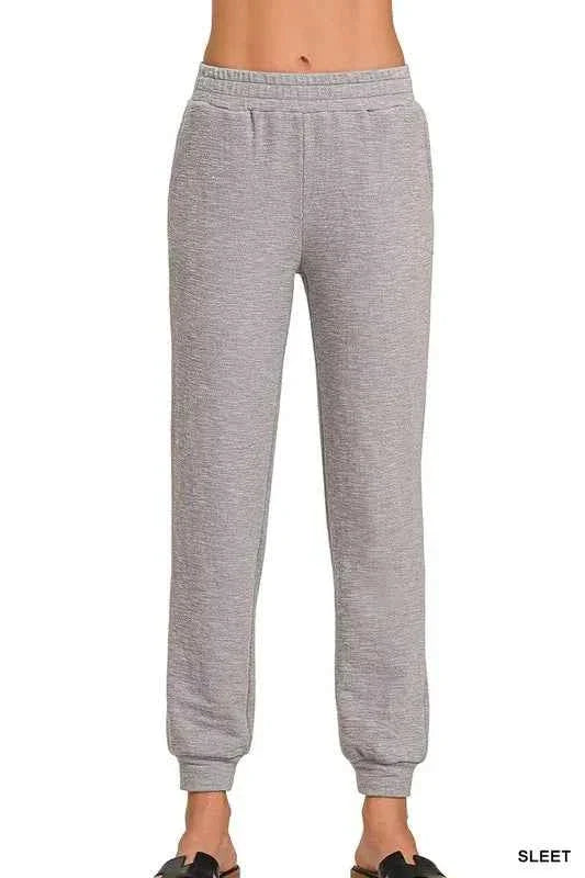 Cotton Slub Jogger Pants with Drawstring Waist