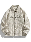 Men's Plus Size Corduroy Button-Down Casual Jacket