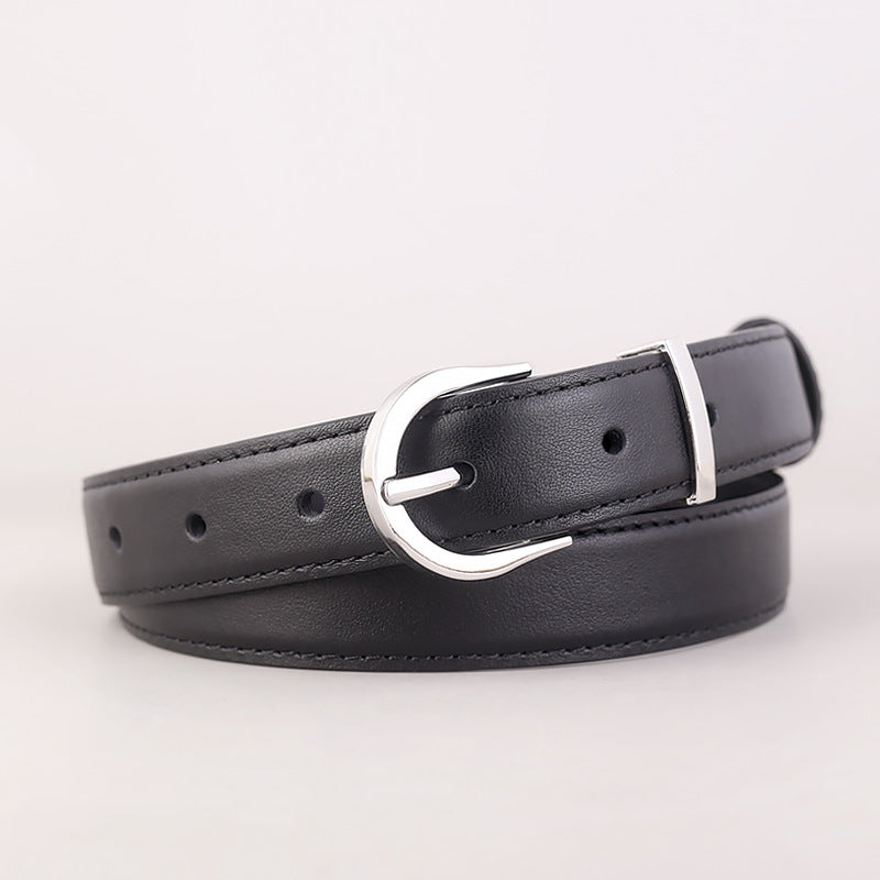 Silver Buckle Leather Belt