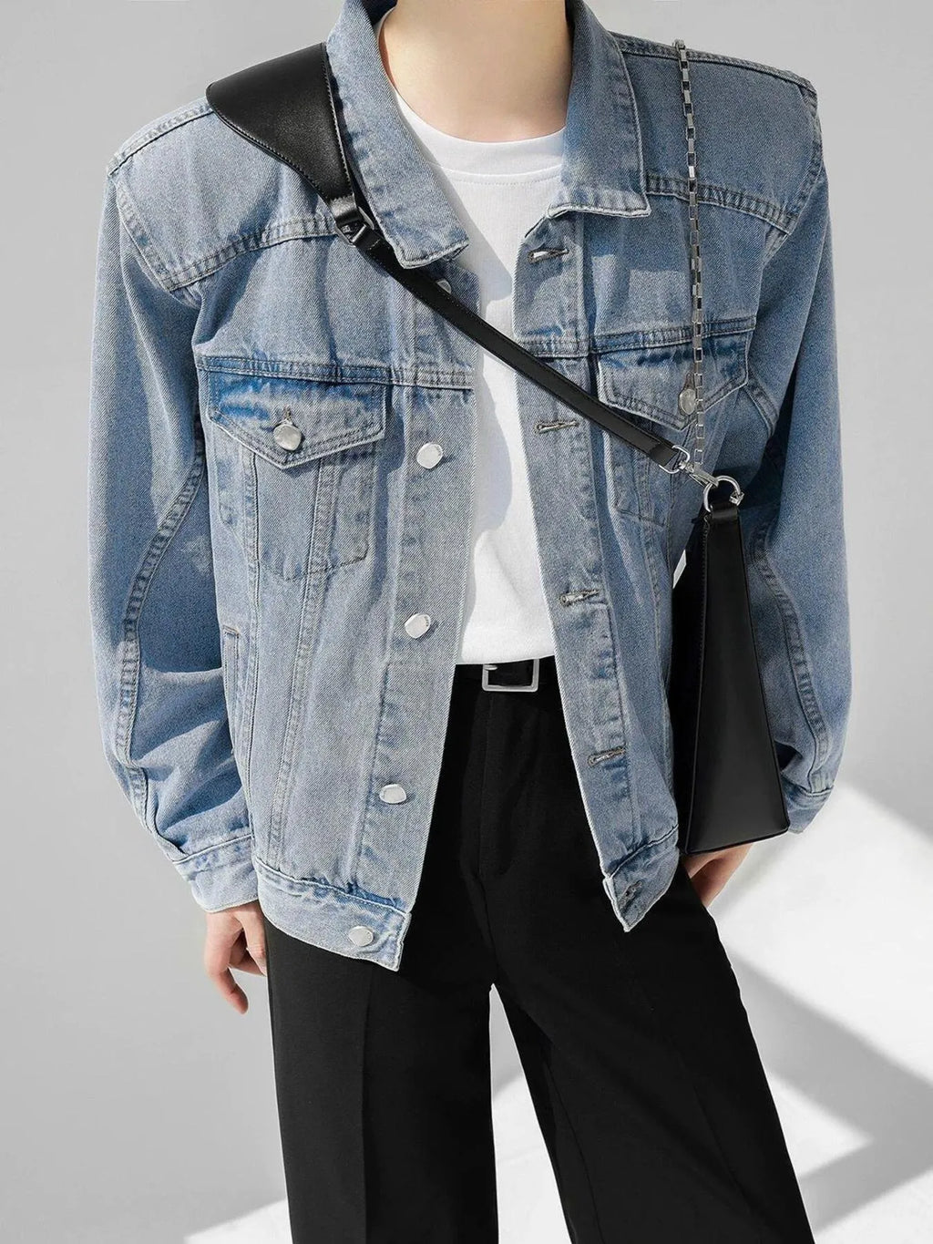 Men's Plus Size Button Up Long Sleeve Denim Jacket