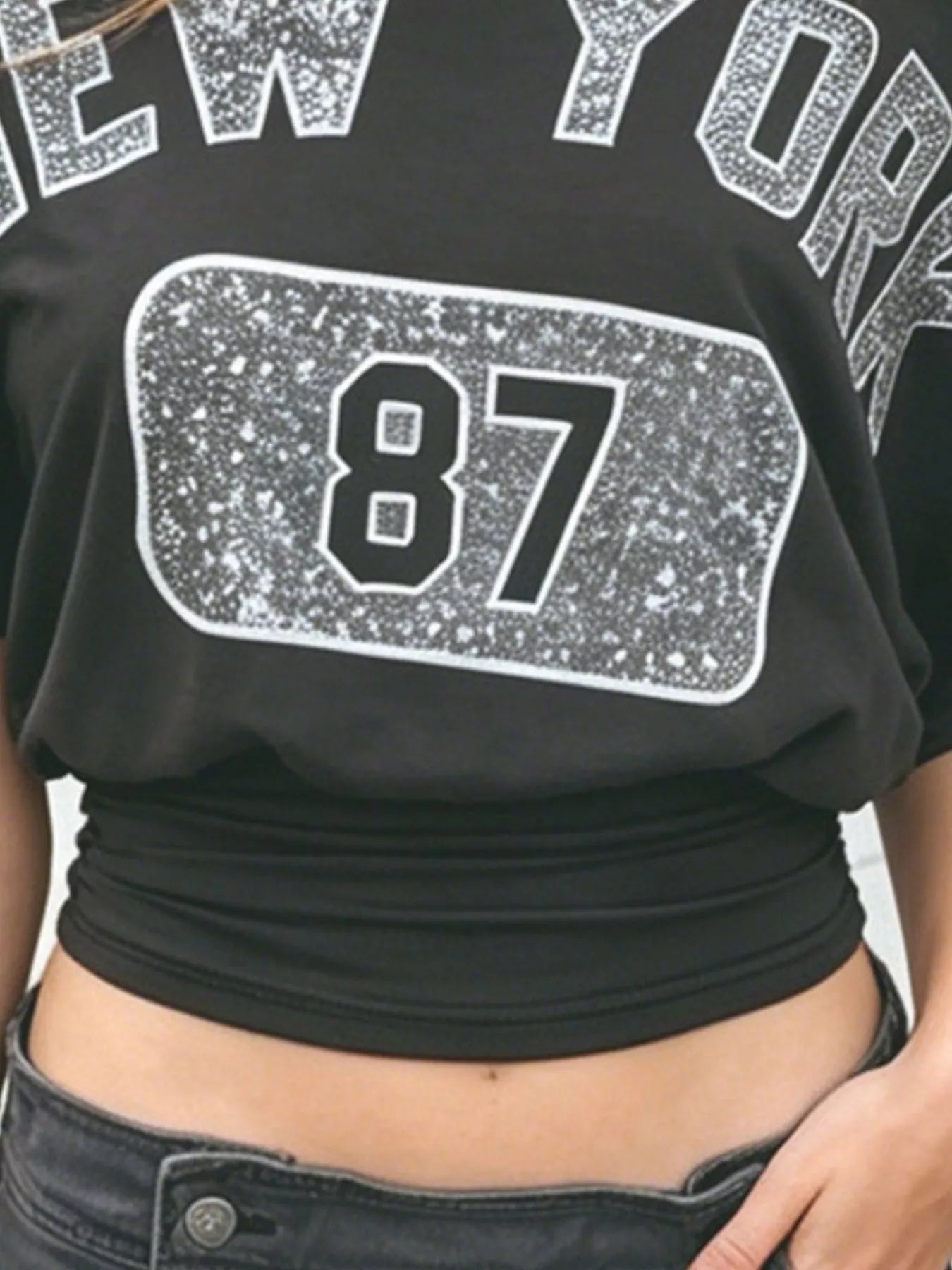 Letter Graphic One Shoulder Top