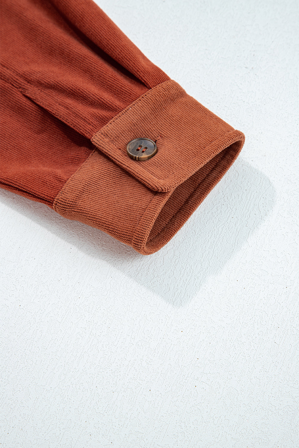 Velvet Button-Up Flap Pocket Drop Shoulder Shacket
