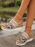 Floral Print Platform Wedge Sandals