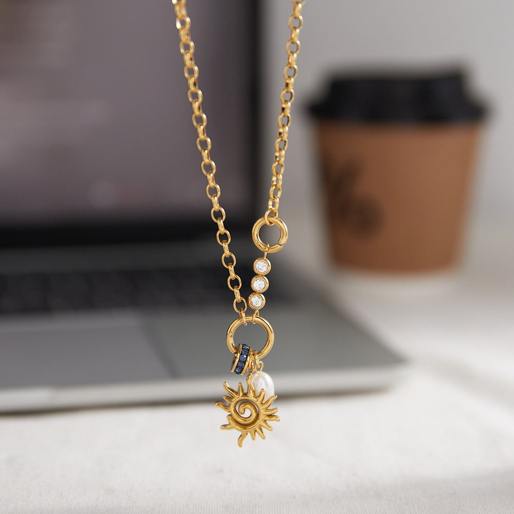 Spiral Sun Pearl Necklace