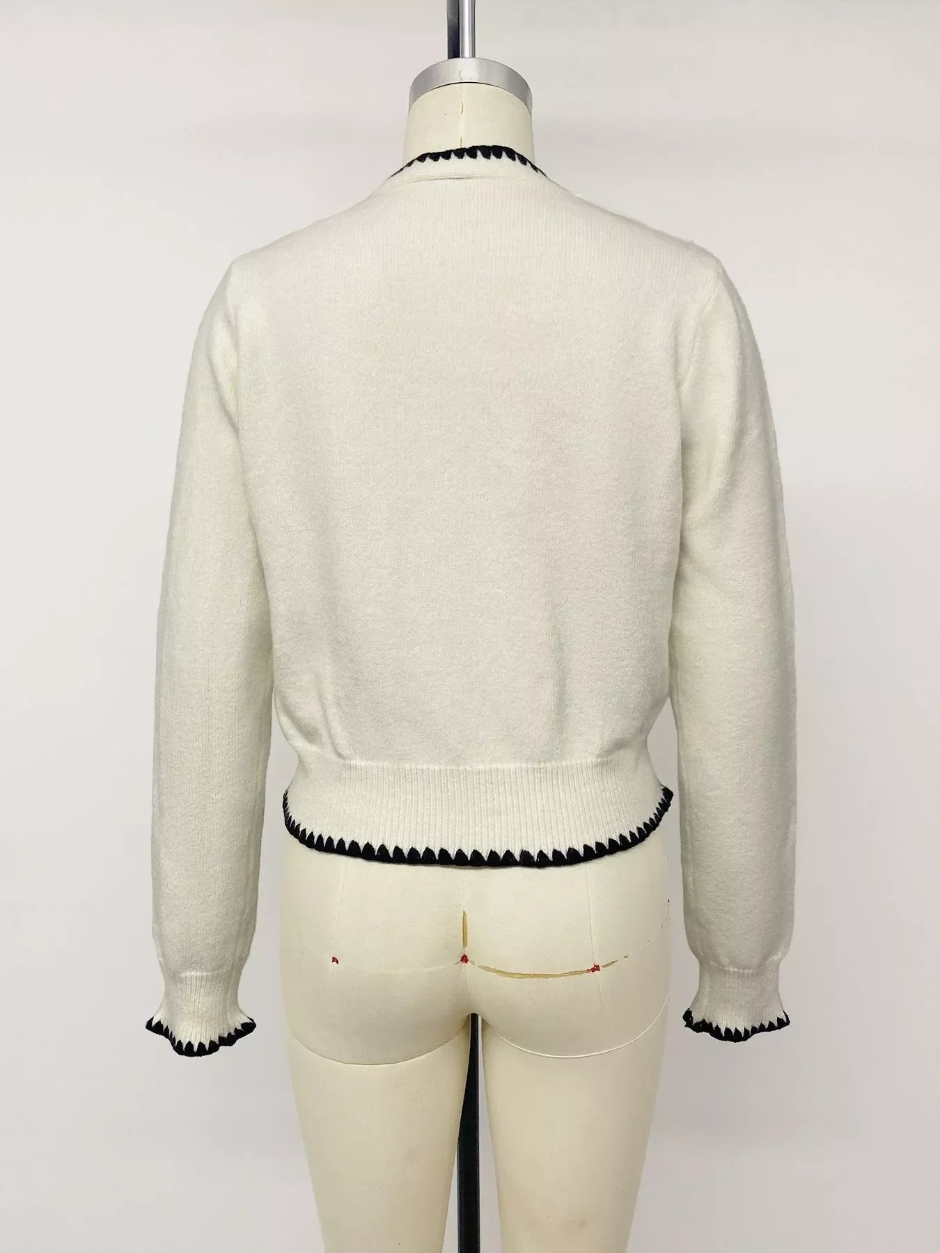 Contrast Trim V-Neck Button-Down Cardigan