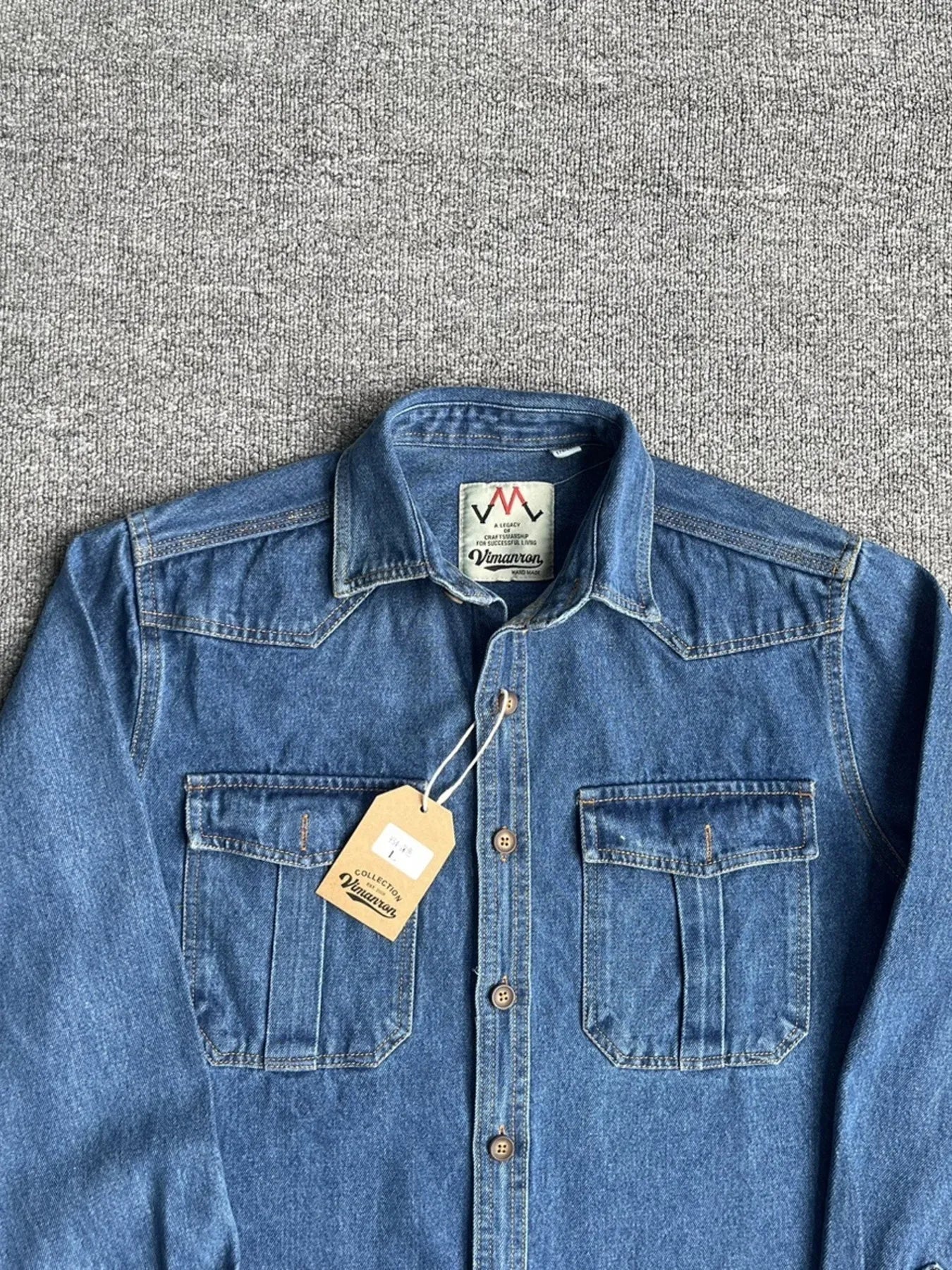 Men's Plus Size Button Up Washed Denim Shirt