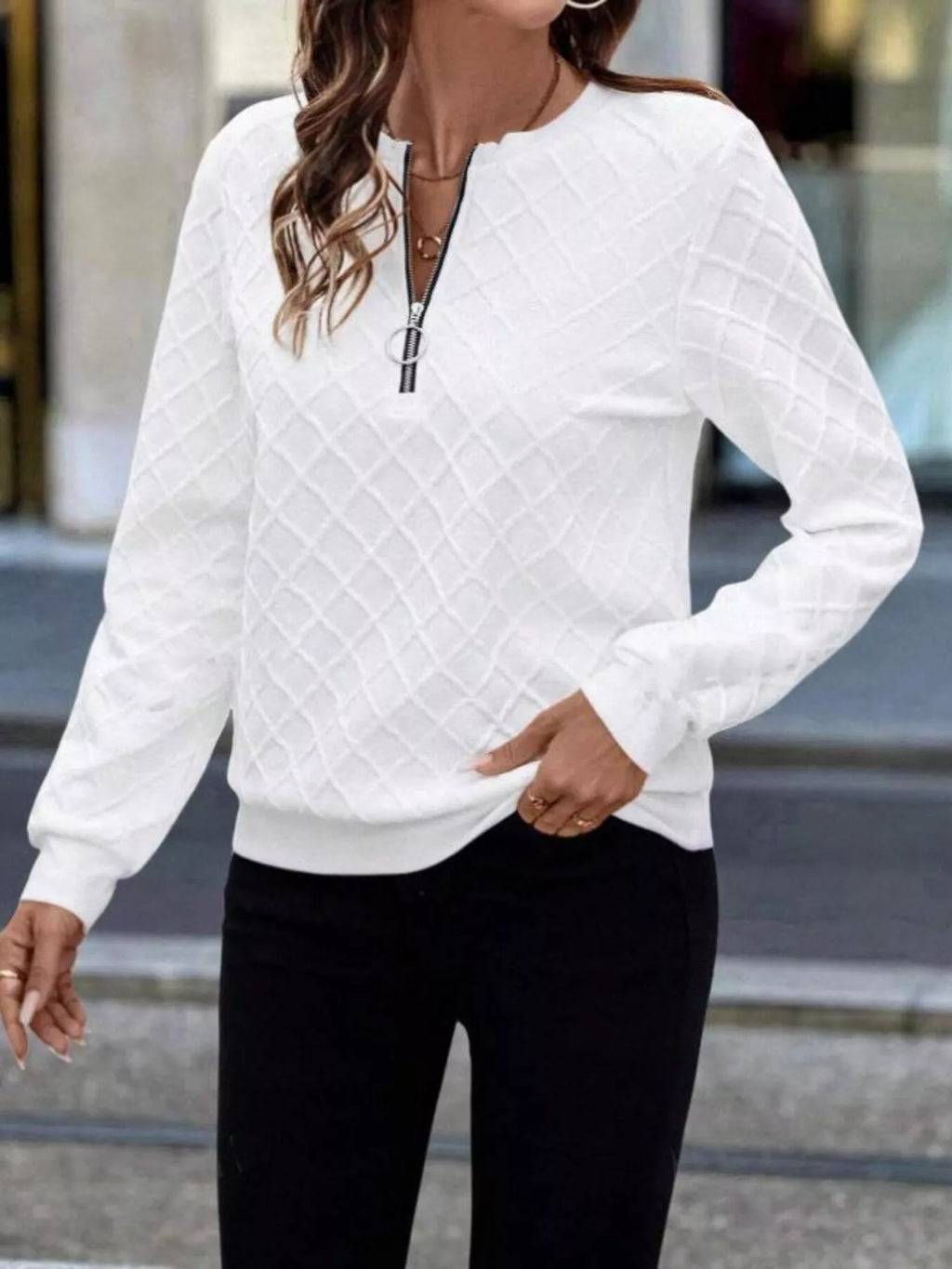 Textured Quarter-Zip Sweatshirt