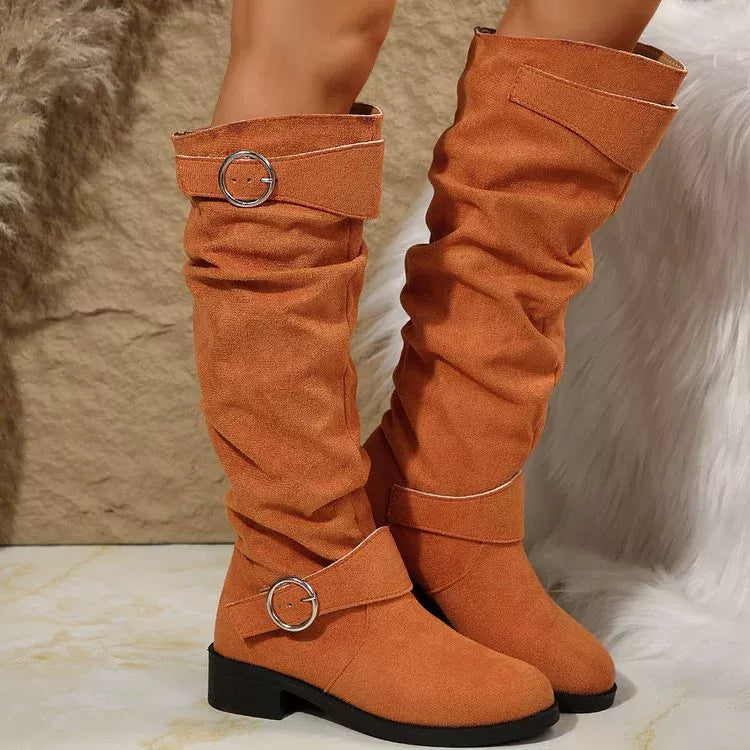Buckle Accent Slouch Boots