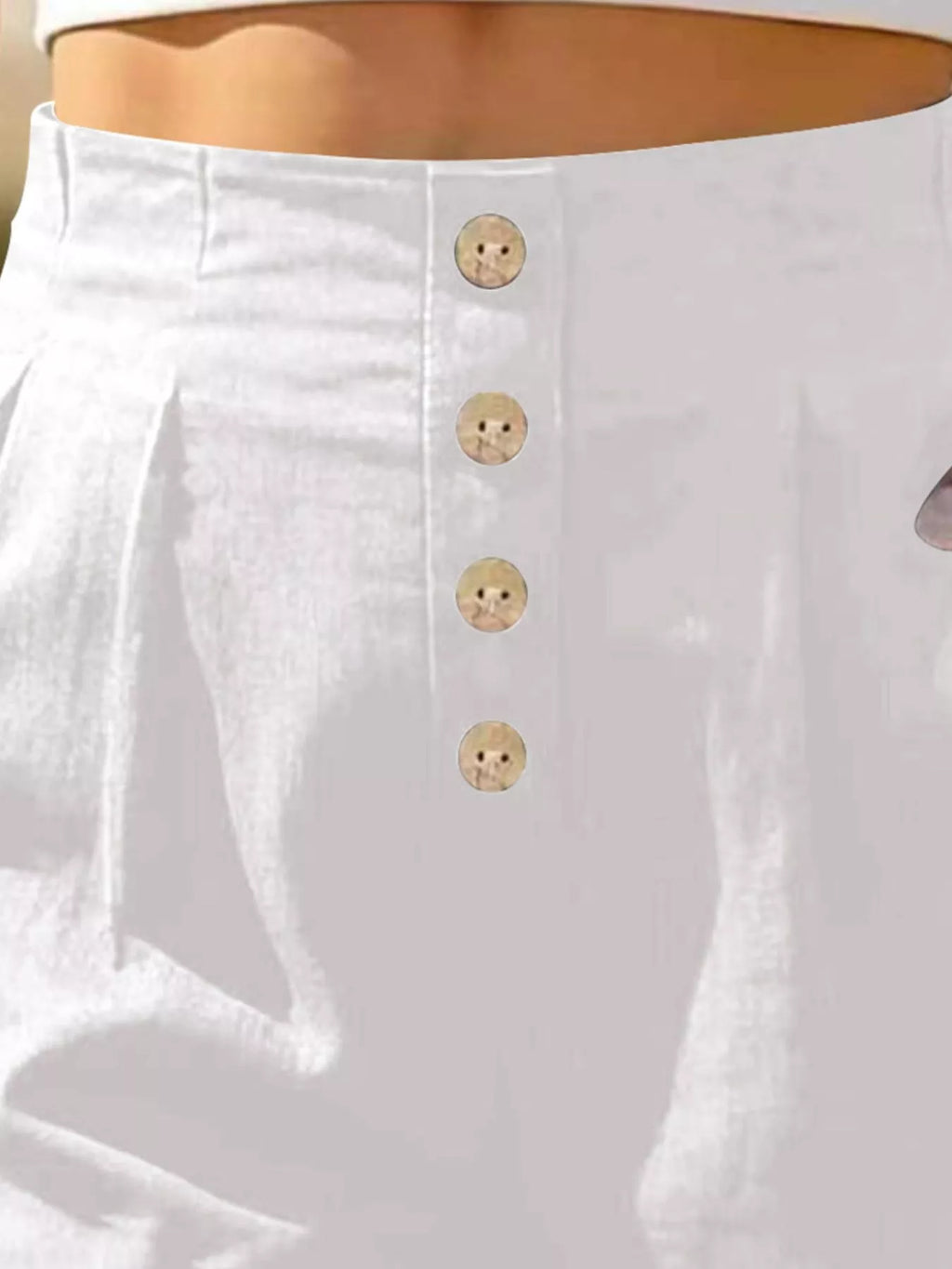 Button Fly High Waist Shorts