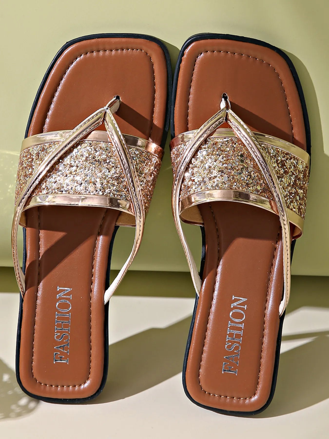 Glitter Cross-Strap Sandals